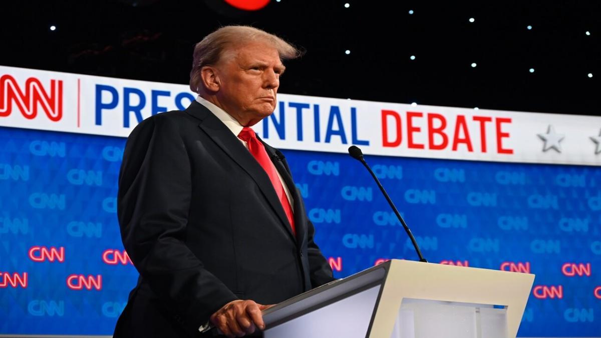 Donald Trump debating Joe Biden in 2020